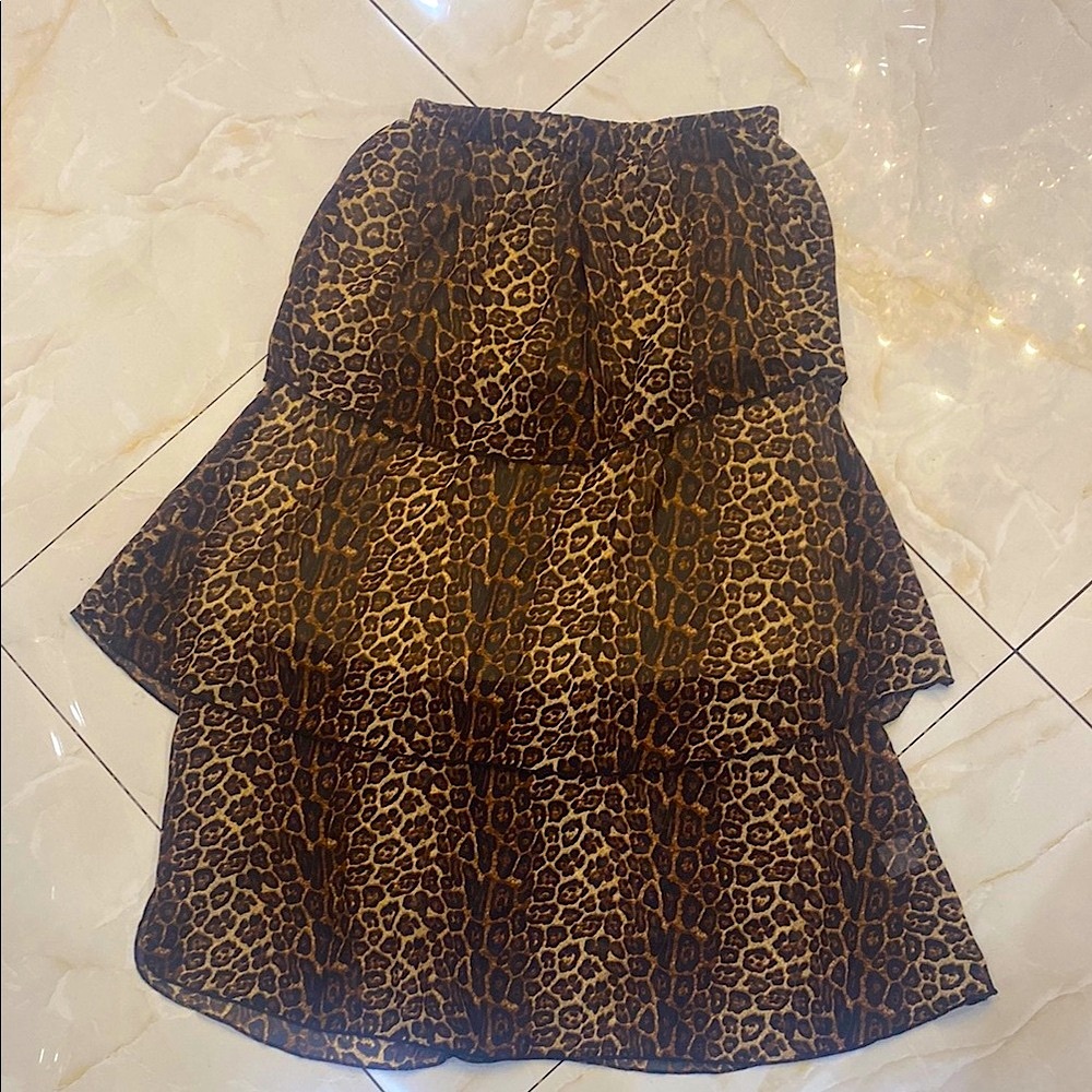 Leopard Print Tiered Skirt